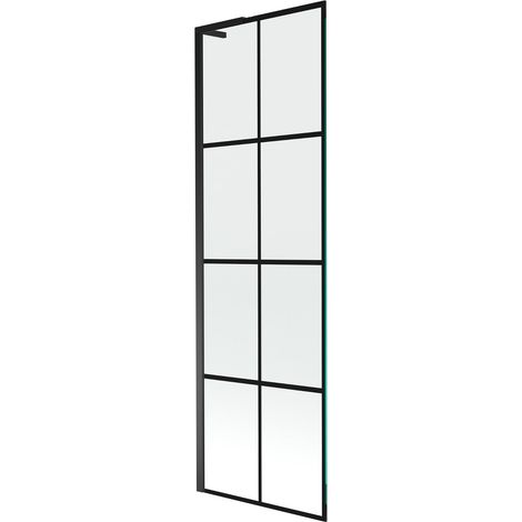 Mexen Next L mampara de bañera de 1 hoja 60 x 150 cm, cuadrícula negra, negro - 895-060-000-03-77-70 (1/5)