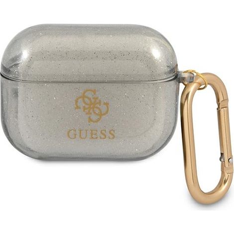 Funda Guess GUAPUCG4GK para AirPods Pro, color negro/negro, colección Glitter (1/3)