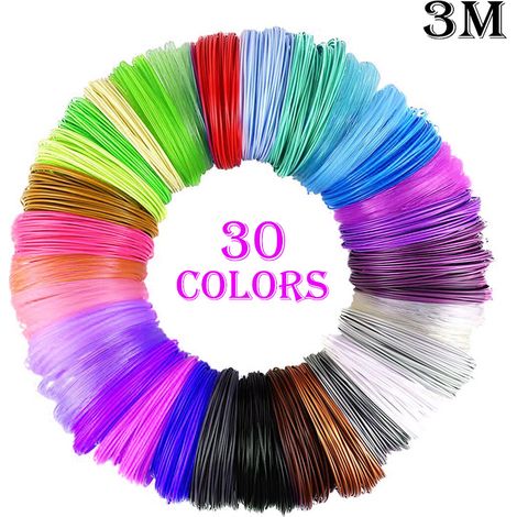 Fil Stylo 3D, Recharges de Filament Pla 1.75 pour Stylo 3D, 30 couleurs, 5M Chacun, 3D Pen Filament pour Enfants et Adulte, Compatibles avec le Stylo D'impression 3D Professionnel
