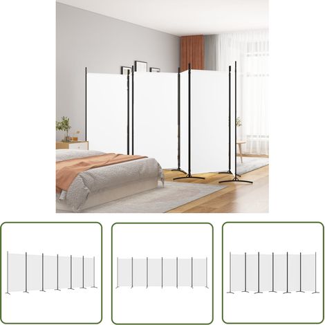 The Living Store Cloison de séparation 6 panneaux Blanc 520x180 cm Tissu - Cloison De Séparation - Écran De Confidentialité - Séparateur De Pièce - Rideau De Séparation - Mur D'intimité (1/5)