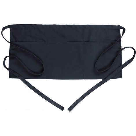 Waiter/waitress apron with 3 pockets, water-resistant half-apron, long belt, reinforced seams
