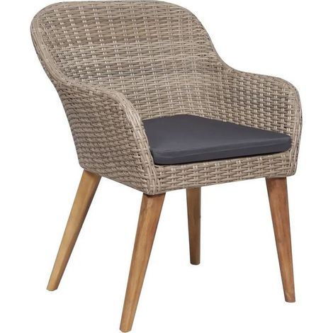 Chaise de jardin résine marron et acacia massif Kion - Lot de 2 (1/3)
