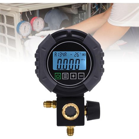 (Manomètre numérique de charge de réfrigérant pour climatiseur, charge de réfrigérant, réparation de systèmes de réfrigération, manomètre électronique anti-collision pour réfrigérant 0-6000 kPa) (1/5)