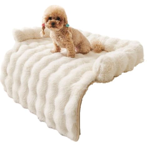 Panier Pour Chien - Panier Pour Chat Avec Bord Relevé - Antidérapant - Lavable En Machine - 75 x 75 cm - Blanc