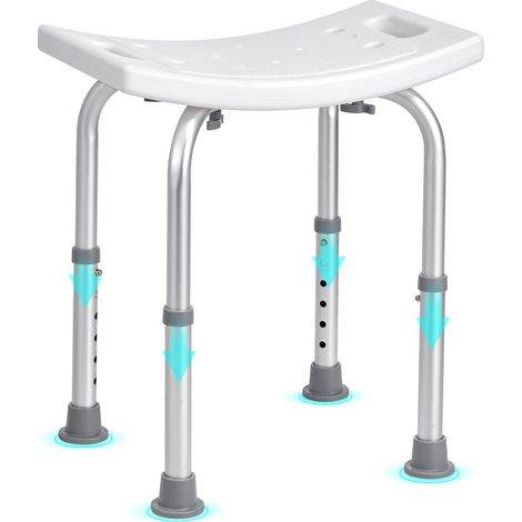 Siège de Douche Antidérapant Hauteur Réglable 360-485 mm Tabouret de Douche Charge 158,8 kg Chaise de Douche en Alu et PE Aide à la Douche pour Personnes Âgées Femmes Enceintes Salle de Bain (1/5)