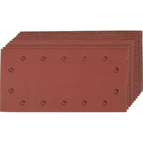 Silverline – Lot de 10 feuilles abrasives auto-agrippantes perforées 115x230mm – Grains 60/80/120/240 – Pour ponceuses 1/2 feuille – 538991
