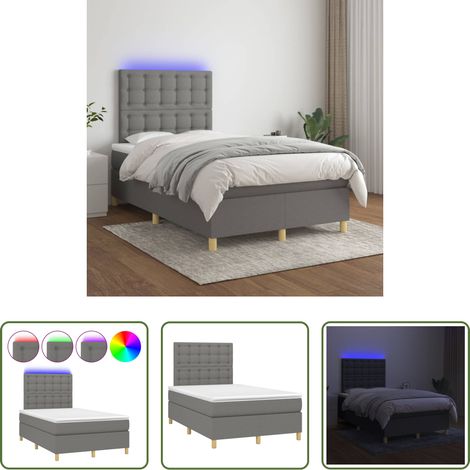 Matelas ensaché - Sommier à lattes de lit et matelas et LED Gris foncé 120x200 cm (1/5)