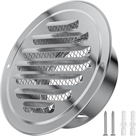 100mm Round Stainless Steel Air Vent Grille with Insect Protection Thick Air Vent Cover Air Vent Grille Weather Protection Grille for (1/4)