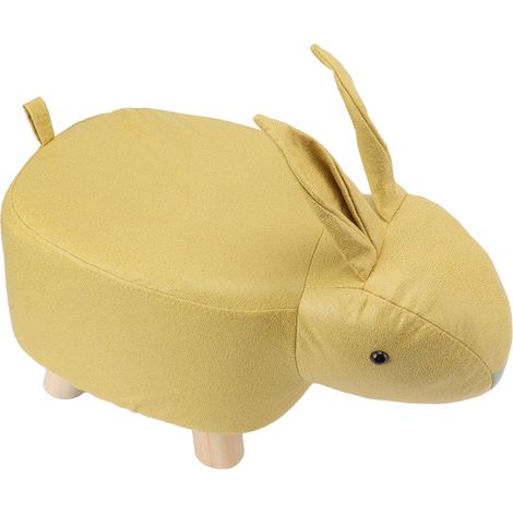 Tabouret en forme d'animal de dessin animé, repose-pieds mignon en bois pour chambre d'enfant, salon ou cour, jaune (1/5)
