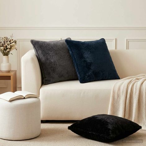 vidaXL Cushion Cover 6 pcs HOUTEN Dark Grey 60 x 60 cm Faux Rabbit Fur (1/5)
