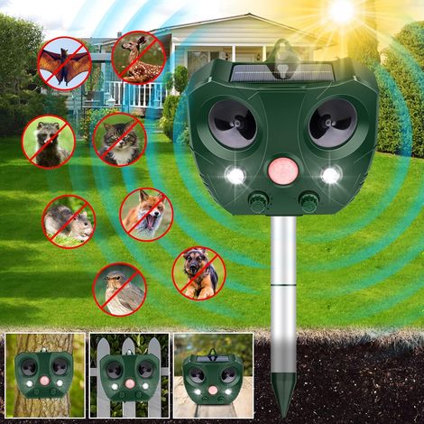 Katzenabwehr Outdoor, Stinktierabwehr für den Garten, Hundeabwehr, Waschbär- und Eichhörnchenabwehr, Solar-Tierabwehr, wasserdicht, für den Außenbereich, Ultraschallabwehr mit Bewegungsmelder (1/5)