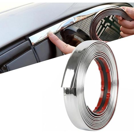 Bande Chrome Voiture 20mm x 5m Baguette de Garniture Autocollante Bande Décorative et Protectrice pour Voiture Pare Chocs Portes Carrosserie et Fenetres (1/5)