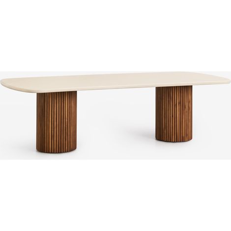 Mesa de jardín rectangular en cemento y madera de acacia Sirvon SKLUM 230 x 110 cm (1/5)