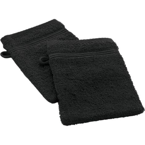 Lot de 2 Gants de Toilette "Tendresse" 15x21cm Noir (1/4)