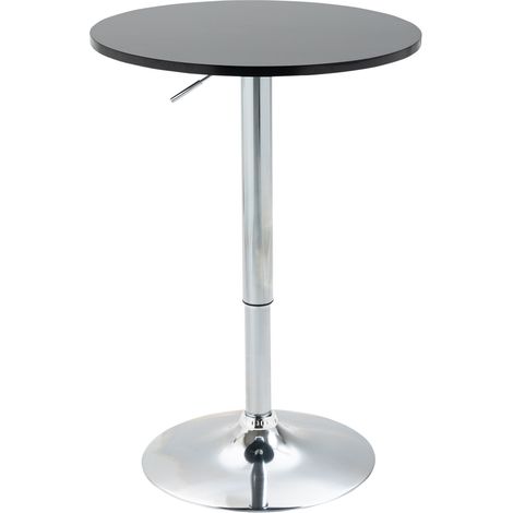 Tavolo bar rotondo regolabile in altezza con piano girevole nero Ø61 cm (1/5)