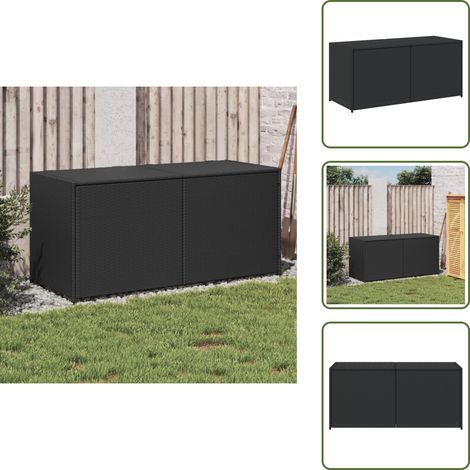 The Living Store Gartentruhe Schwarz 283L Poly Rattan - Gartenmöbel