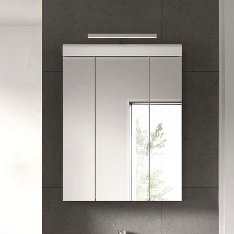 Armoire de toilette avec lampe 60x19x79 cm blanc brillant - KAN