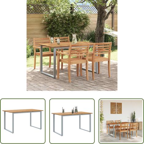 Akazienholz - Gartentisch Grau 140 x 80 x 75 cm Massivholz Akazie (1/5)