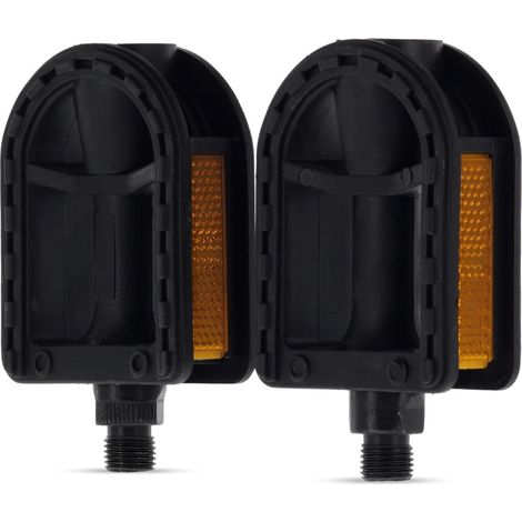 Pédales de vélo plateforme VTT ville 12-16 pouces, plastique léger noir