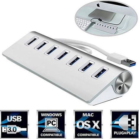 Hub USB 3.0 a 7 porte per iMac, MacBook, MacBook Air, MacBook Pro, Mac Mini, PC e laptop (1/4)