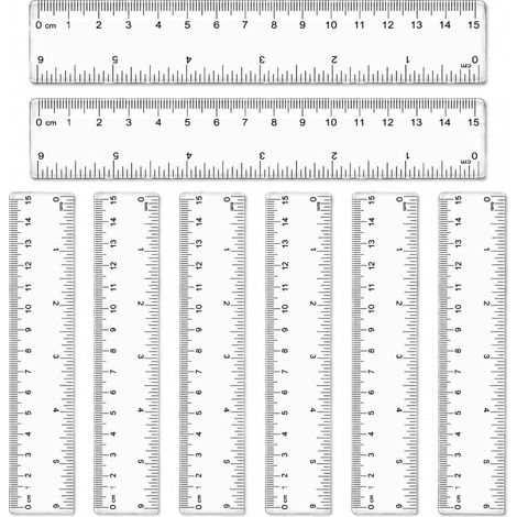 8PCS Plastique Regle 15 cm, Plastique Regle, Règles en Plastique Transparentes, Règle Souple Incassable pour École, Bureau, Étudiants, Dessin, Mesure Précise et Création Artistique (1/5)