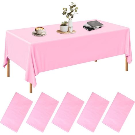 5x Rosa Tischdecke 137x274 cm für Partys, Hochzeiten, Picknicks