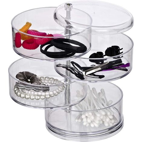 MINKUROW Portaoggetti/Organizzatore Per Cosmetici, Con 4 Scomparti Girevoli, Acrilico, 11,5 X 17,5 X 11,5 Cm, Trasparente (1/5)