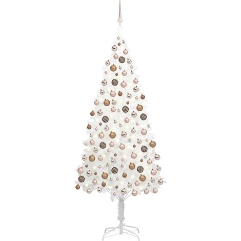 vidaXL Albero di Natale Preilluminato con Palline Bianco 210 cm (1/5)