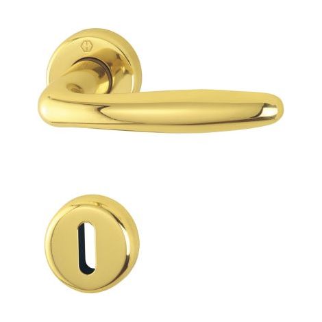MANIGLIA OTTONE PER PORTE HOPPE MOD. ROISSY CON ROSETTA (23585) (1/2)