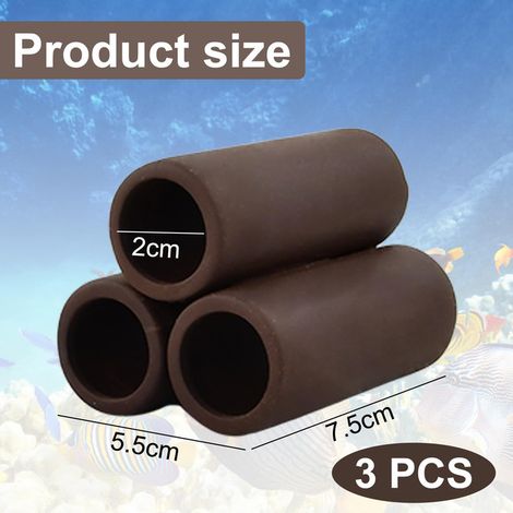 Abri en céramique pour aquarium : lot de 3 tubes de protection et décoration pour poissons et crevettes (1/5)