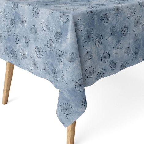 Nappe Anti-Taches enduite Coton Ronde 140 cm Leon Bleu (1/5)