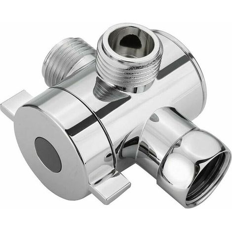 3-Wege-Ventil, G1/2-Wege-Duschumsteller mit Absperrventil, T-Stück, Adapter für fest installierte Handbrause/fest installierten Duschkopf, vernickelt – AquaForge