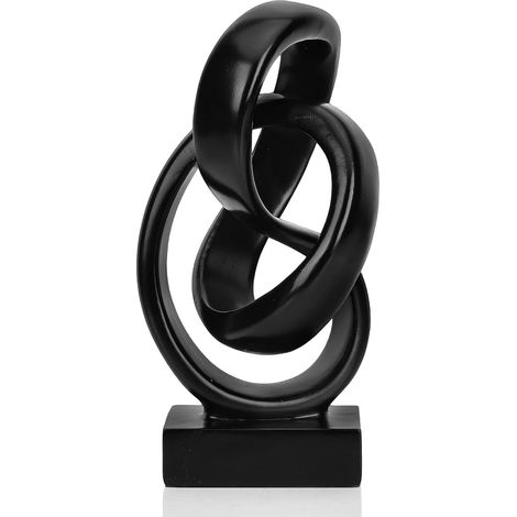 Sculpture Abstraite Noire en Nœud, Décor Géométrique, Pièce Décorative Noire pour Table Basse de Salon ou Étagère, Table Basse de Bureau ou Décor de Console d’Entrée. (1/5)