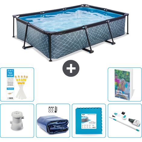 Exit Pool Rechteckig - Steinoptik - 300x200x65 cm - 7-teilig S319