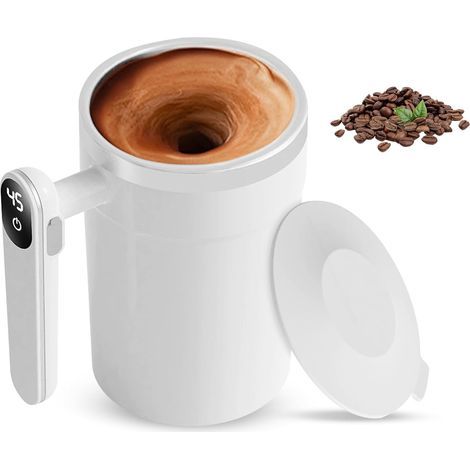 Tasse à mélanger automatique 400 ml Tasse à café à mélangeur automatique : tasse à mélanger magnétique automatique avec couvercle, rechargeable par USB Tasse mélangeuse électrique lavable pour café (1/5)