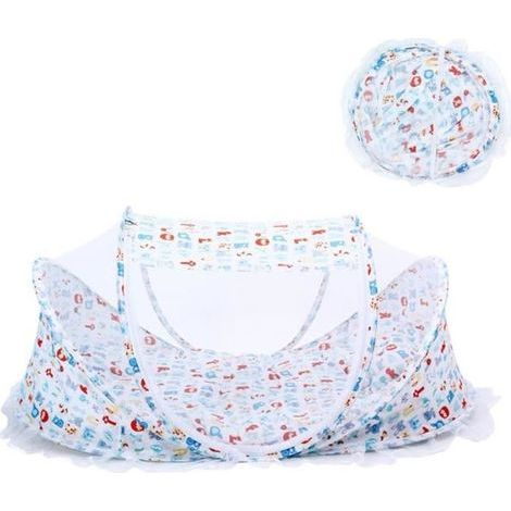 (Bleu Clair)Tente Moustiquaire BéBé 0-2 Ans pour Lit Berceau Pliable Portable Anti-Insecte Avec Matelas Oreiller pour Maison Voyage Été Coloré (1/3)