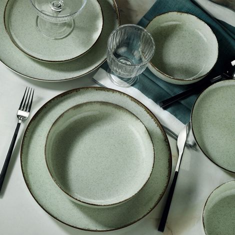 Service de table en porcelaine - 18 pièces - Vert menthe - (1/5)