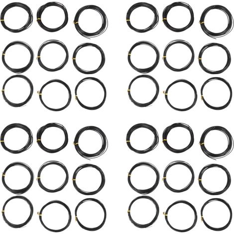 Alambre de aluminio anodizado para entrenamiento de bonsáis con 36 rollos, 3 longitudes (1,0, 1,5 y 2,0 mm), 147 pies en total (negro)