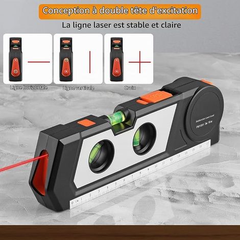 Multipurpose Laser Level, Cross Laser, Tape Measure 9.8 Feet, Adjustable Inch and Centimeter Ruler for Hanging Photos, Cabinets, Tiles and Walls (1/2)