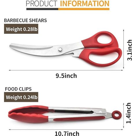 Ensemble d'ustensiles de barbecue, comprenant une brosse en silicone, une pince en silicone et des ciseaux en acier inoxydable. Idéal pour les grillades en extérieur, la cuisine maison et la pâtisseri (1/5)