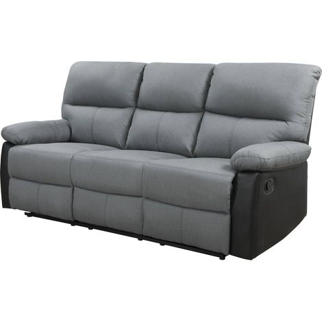 Sofá reclinable 3 plazas "Lincoln" - Color negro/Gris oscuro