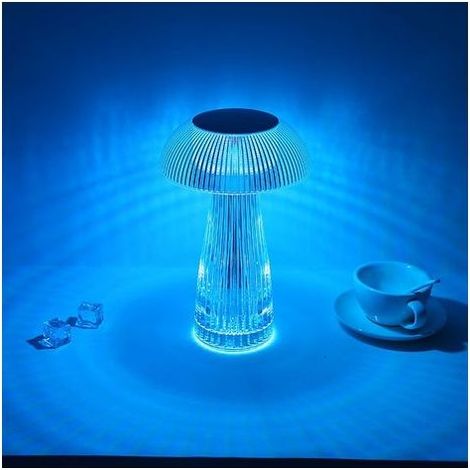 Cristal Champignon Veilleuse Champignon Nuit Mini Lumière LED Champignon Lampe Décoration Lumière USB Charge Lumière Portable Chambre Lampe De Chevet pour Bureau Chambre (Transparent) (1/2)