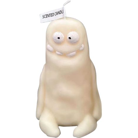 Bougie en forme d'homme en argile, bougie parfumée de dessin animé, bougie souvenir drôle, moche et mignonne, fine et blanche (1/5)