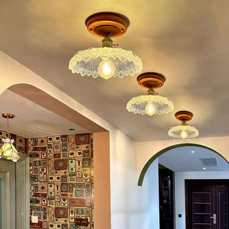 Lustre en verre créatif, plafonnier rétro à LED, luminaire décoratif, applique murale pour couloir, lumière chaude (lampe unique) (1/5)