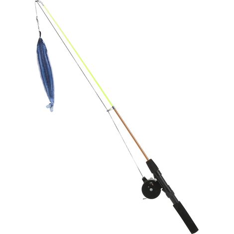 Canne à pêche télescopique interactive et flexible réaliste avec poulie, jouet amusant pour chats (canne à pêche Saury) (1/5)