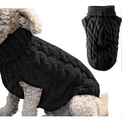manteau pull à col roulé pour chien, tricoté, chaud et épais, idéal pour l'hiver. Vêtements en maille et crochet. (1/5)