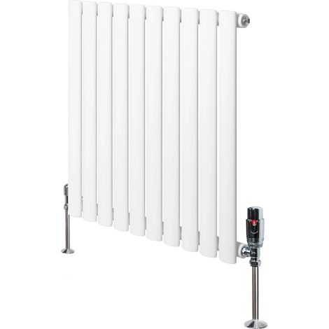 Oval Single Column Radiator & Valves – 600mm x 600mm – White (1/5)