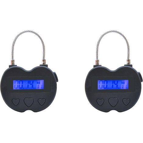 2x Cadenas à minuterie intelligent avec écran LCD, rechargeable par USB, pour voyages (1/5)