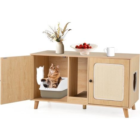 Katzentoilettenschrank mit 2 Türen, Zweiraum-Design (1/5)