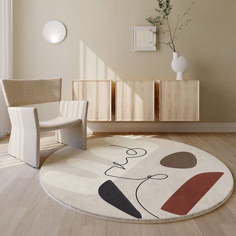 Decorative Round Rug, Modern Soft Sofa Floor Carpet Living Room Bedroom Chair, Machine Washable Thickness 6mm (Size : Diameter 60cm (23inch)) (1/4)
